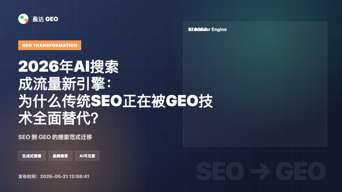 2026年AI搜索成流量新引擎：为什么传统SEO正在被GEO技术全面替代？ - 盈达 GEO 定制新闻特色图