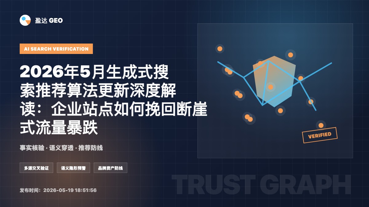 2026年5月生成式搜索推荐算法更新深度解读：企业站点如何挽回断崖式流量暴跌 - 盈达 GEO 定制新闻特色图