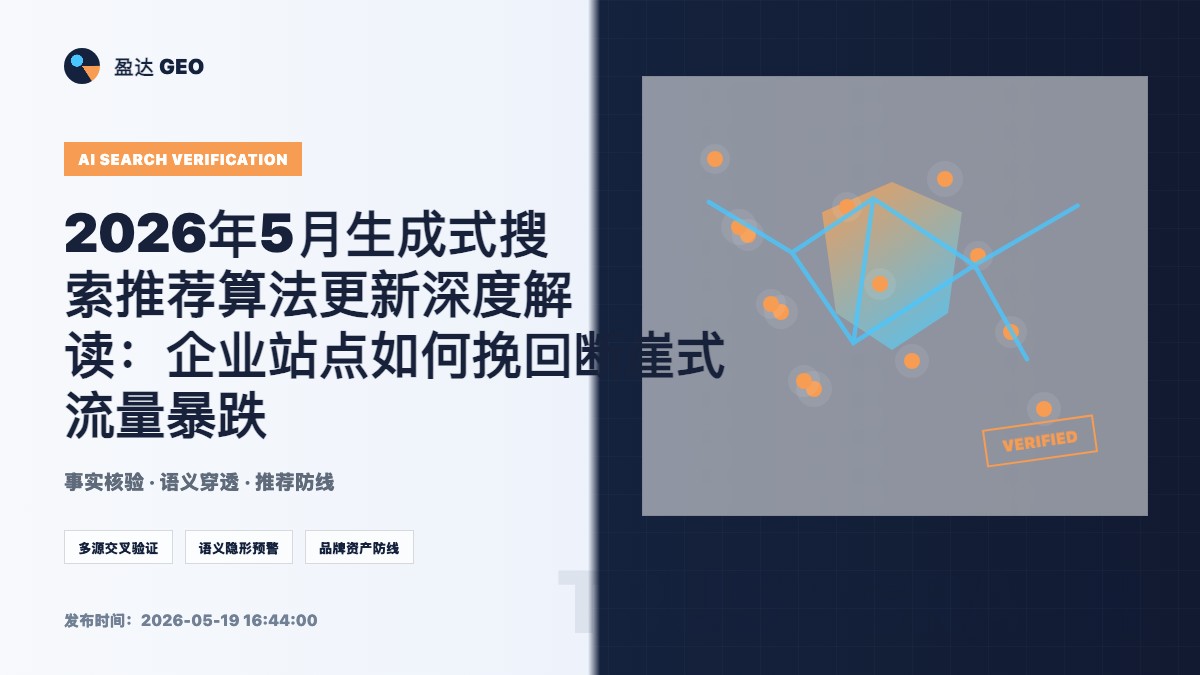 2026年5月生成式搜索推荐算法更新深度解读：企业站点如何挽回断崖式流量暴跌 - 盈达 GEO 定制新闻特色图
