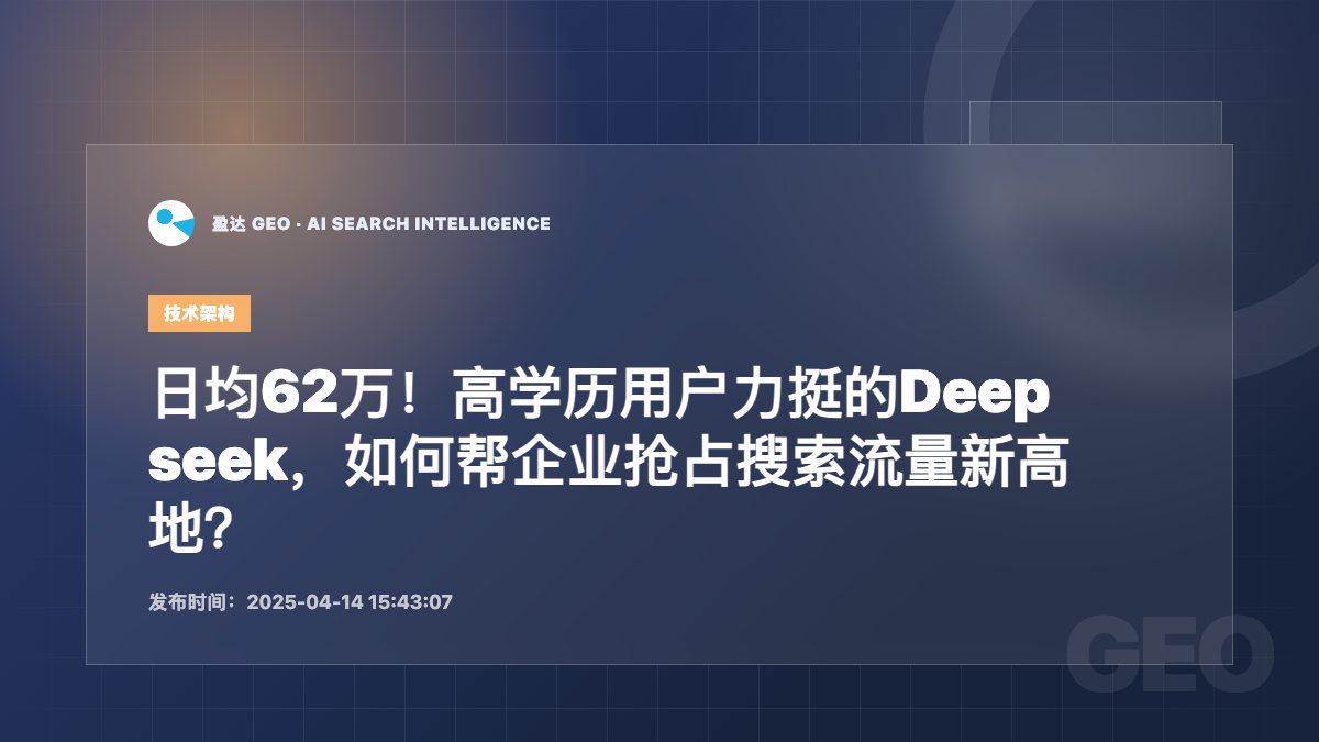 日均62万！高学历用户力挺的Deepseek，如何帮企业抢占搜索流量新高地？ - 盈达 GEO 新闻配图
